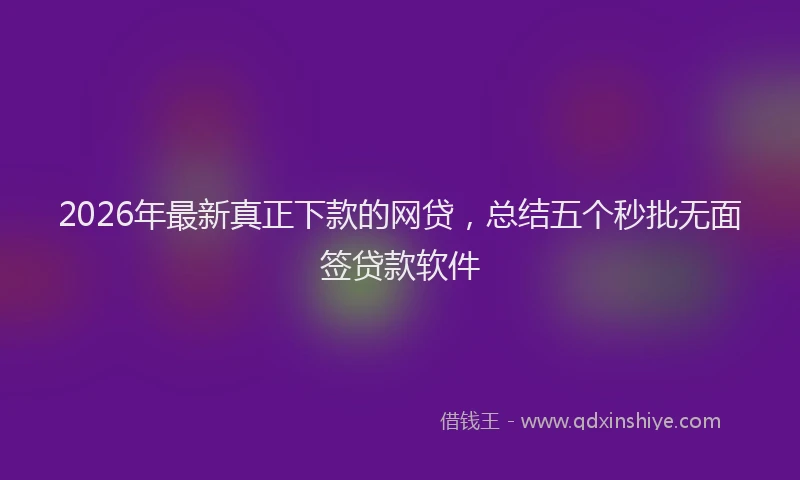 2026年最新真正下款的网贷，总结五个秒批无面签贷款软件