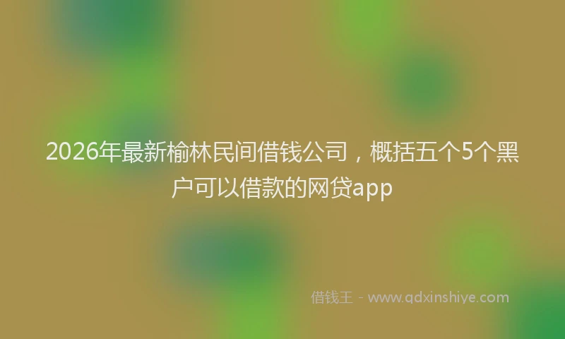2026年最新榆林民间借钱公司，概括五个5个黑户可以借款的网贷app