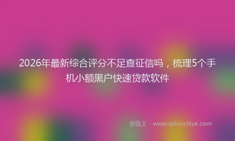 2026年最新综合评分不足查征信吗，梳理5个手机小额黑户快速贷款软件