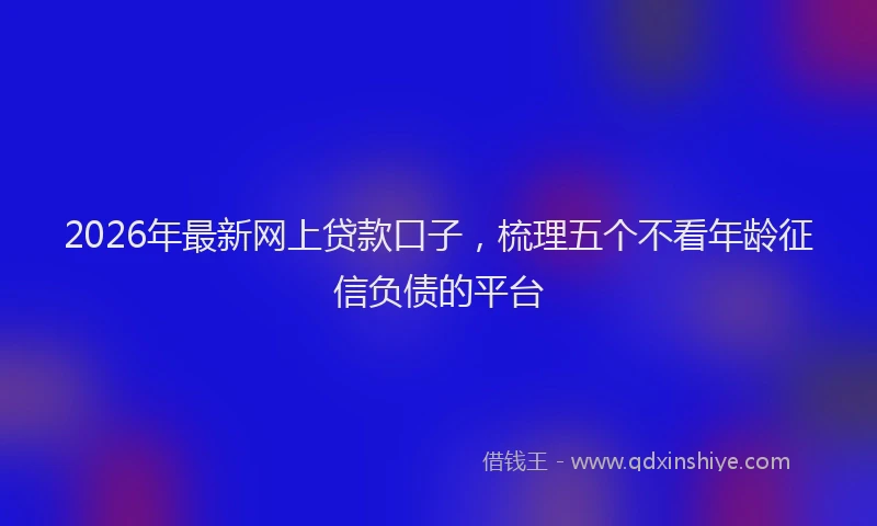 2026年最新网上贷款口子，梳理五个不看年龄征信负债的平台