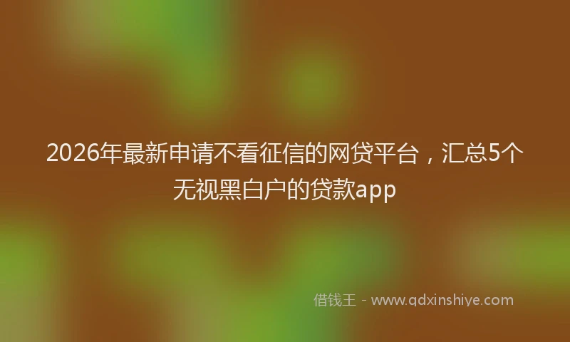 2026年最新申请不看征信的网贷平台，汇总5个无视黑白户的贷款app