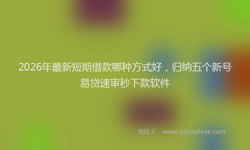2026年最新短期借款哪种方式好，归纳五个新号易贷速审秒下款软件