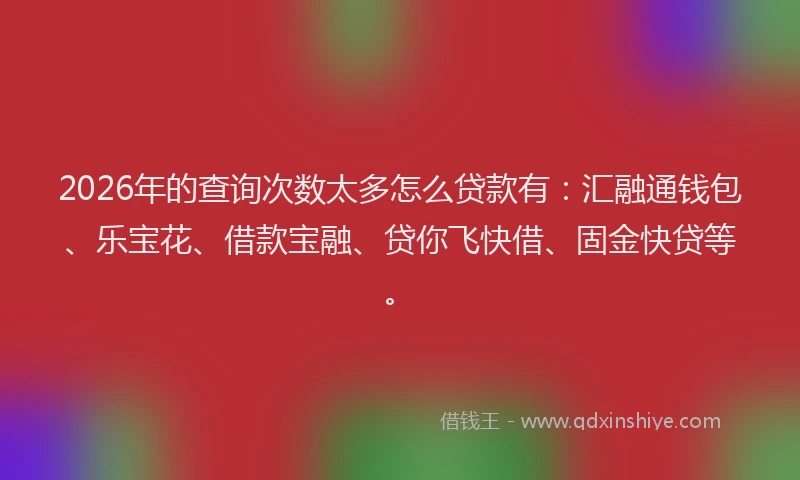2026年的查询次数太多怎么贷款有：汇融通钱包、乐宝花、借款宝融、贷你飞快借、固金快贷等。