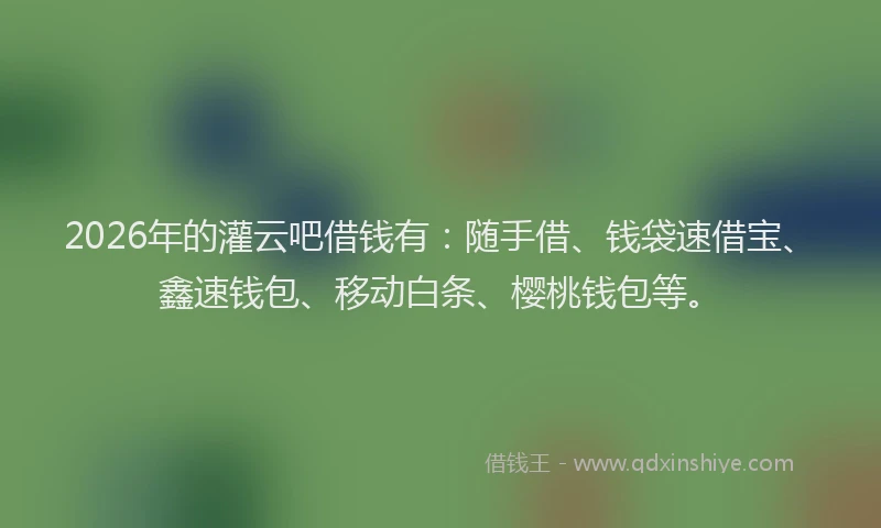 2026年的灌云吧借钱有：随手借、钱袋速借宝、鑫速钱包、移动白条、樱桃钱包等。