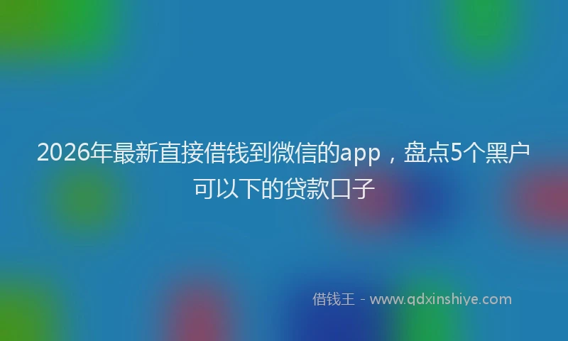 2026年最新直接借钱到微信的app，盘点5个黑户可以下的贷款口子