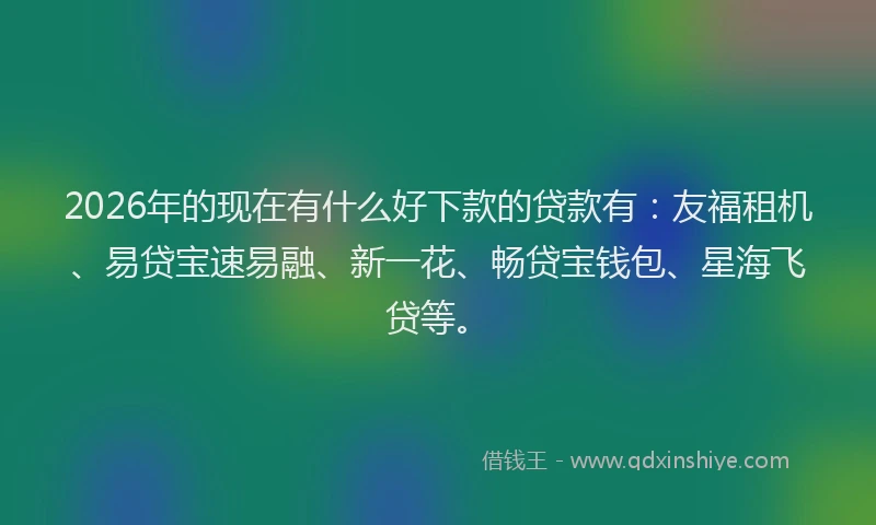 2026年的现在有什么好下款的贷款有：友福租机、易贷宝速易融、新一花、畅贷宝钱包、星海飞贷等。