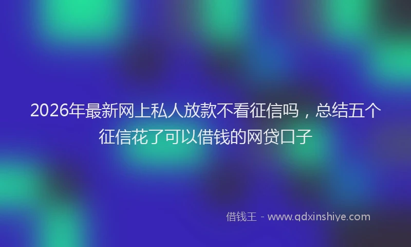 2026年最新网上私人放款不看征信吗，总结五个征信花了可以借钱的网贷口子