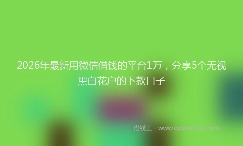 2026年最新用微信借钱的平台1万，分享5个无视黑白花户的下款口子