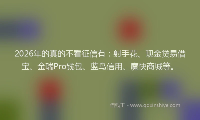 2026年的真的不看征信有：射手花、现金贷易借宝、金瑞Pro钱包、蓝鸟信用、魔快商城等。