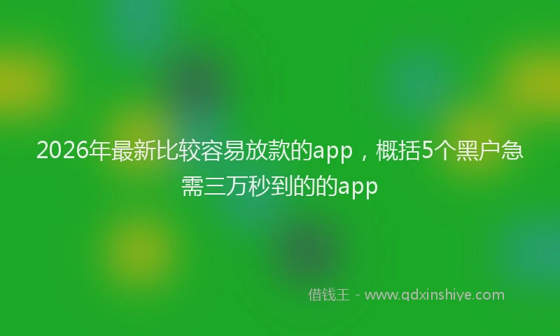 2026年最新比较容易放款的app，概括5个黑户急需三万秒到的的app