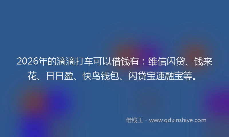 2026年的滴滴打车可以借钱有：维信闪贷、钱来花、日日盈、快鸟钱包、闪贷宝速融宝等。