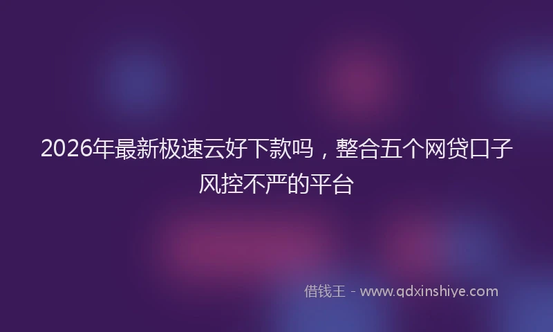 2026年最新极速云好下款吗，整合五个网贷口子风控不严的平台