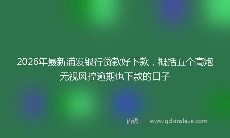 2026年最新浦发银行贷款好下款，概括五个高炮无视风控逾期也下款的口子