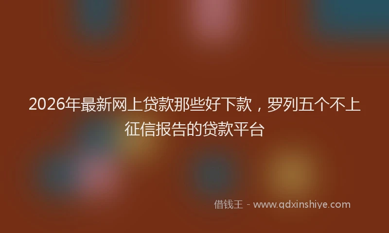 2026年最新网上贷款那些好下款，罗列五个不上征信报告的贷款平台