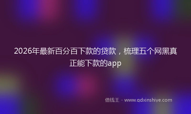 2026年最新百分百下款的贷款，梳理五个网黑真正能下款的app