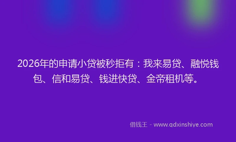 2026年的申请小贷被秒拒有：我来易贷、融悦钱包、信和易贷、钱进快贷、金帝租机等。