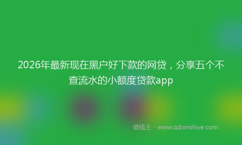 2026年最新现在黑户好下款的网贷，分享五个不查流水的小额度贷款app