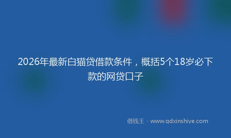 2026年最新白猫贷借款条件，概括5个18岁必下款的网贷口子