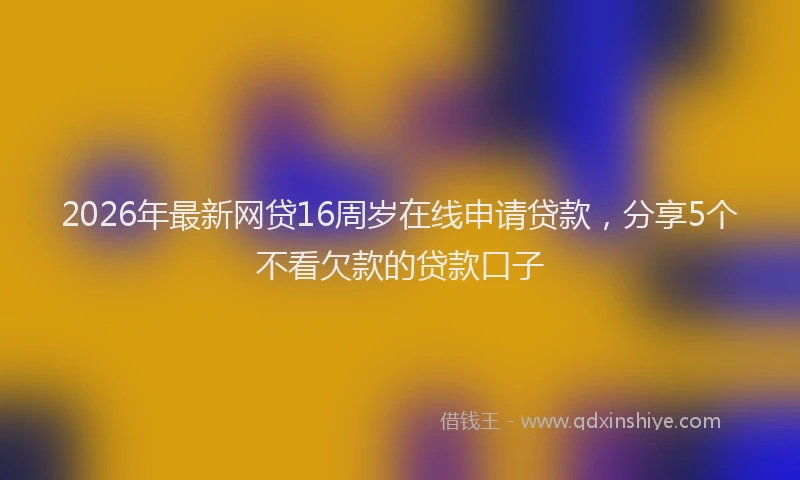 2026年最新网贷16周岁在线申请贷款，分享5个不看欠款的贷款口子