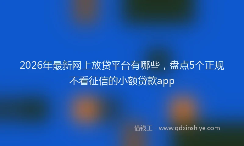2026年最新网上放贷平台有哪些，盘点5个正规不看征信的小额贷款app