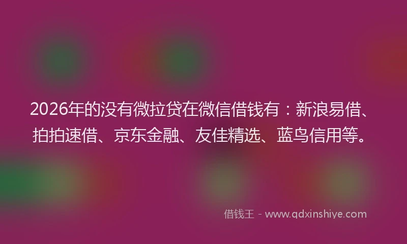 2026年的没有微拉贷在微信借钱有：新浪易借、拍拍速借、京东金融、友佳精选、蓝鸟信用等。