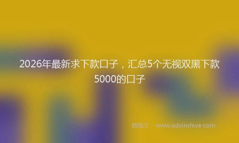 2026年最新求下款口子，汇总5个无视双黑下款5000的口子
