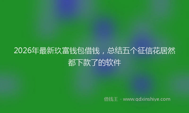 2026年最新玖富钱包借钱，总结五个征信花居然都下款了的软件