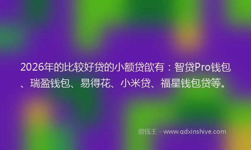 2026年的比较好贷的小额贷欿有：智贷Pro钱包、瑞盈钱包、易得花、小米贷、福星钱包贷等。