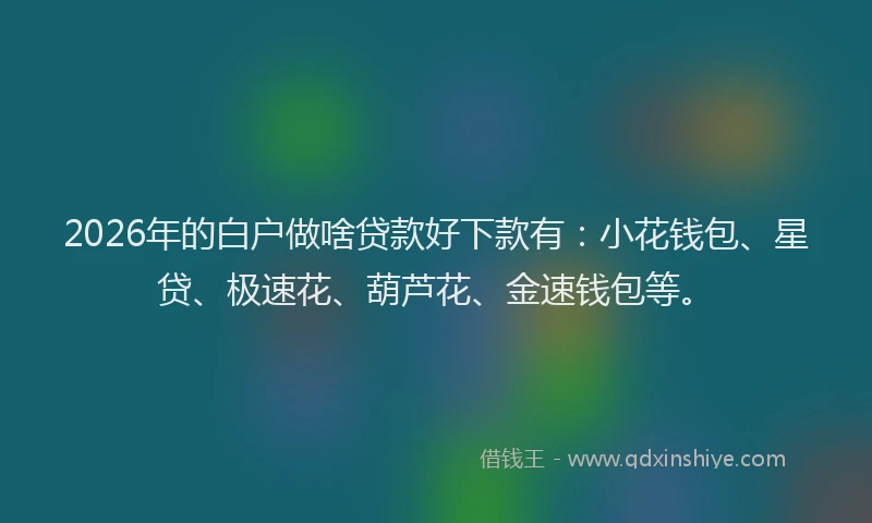 2026年的白户做啥贷款好下款有：小花钱包、星贷、极速花、葫芦花、金速钱包等。