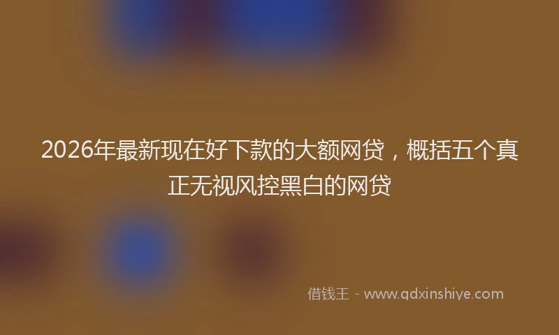 2026年最新现在好下款的大额网贷，概括五个真正无视风控黑白的网贷
