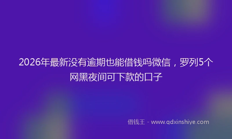 2026年最新没有逾期也能借钱吗微信，罗列5个网黑夜间可下款的口子