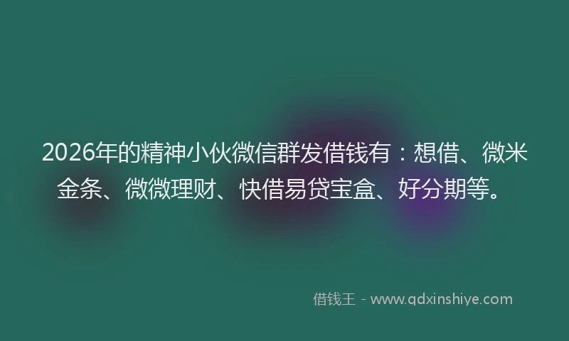 2026年的精神小伙微信群发借钱有：想借、微米金条、微微理财、快借易贷宝盒、好分期等。