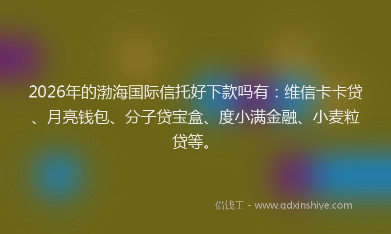2026年的渤海国际信托好下款吗有：维信卡卡贷、月亮钱包、分子贷宝盒、度小满金融、小麦粒贷等。