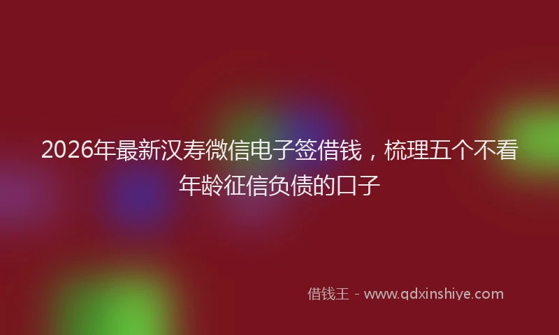 2026年最新汉寿微信电子签借钱，梳理五个不看年龄征信负债的口子