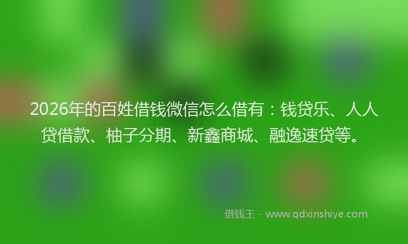 2026年的百姓借钱微信怎么借有：钱贷乐、人人贷借款、柚子分期、新鑫商城、融逸速贷等。