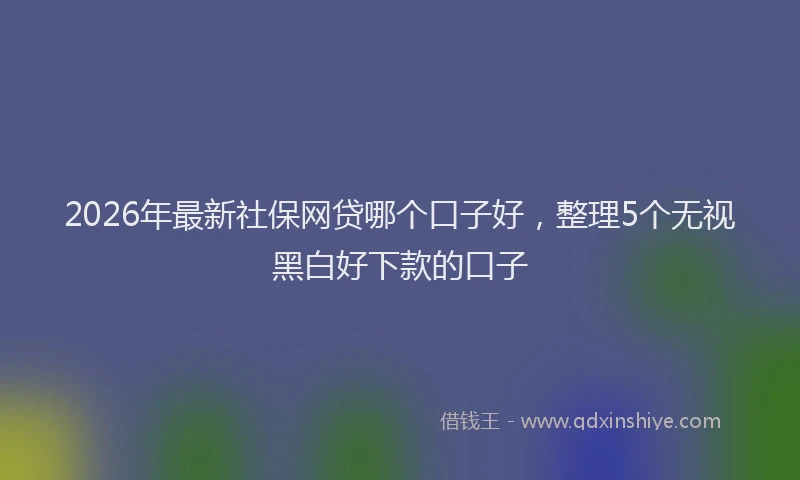 2026年最新社保网贷哪个口子好，整理5个无视黑白好下款的口子
