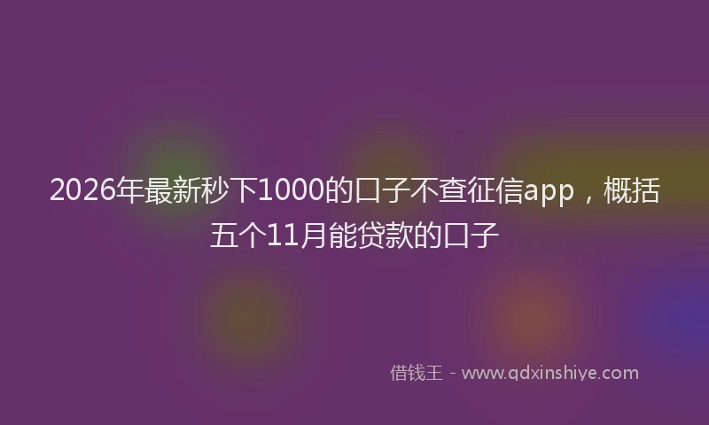 2026年最新秒下1000的口子不查征信app，概括五个11月能贷款的口子
