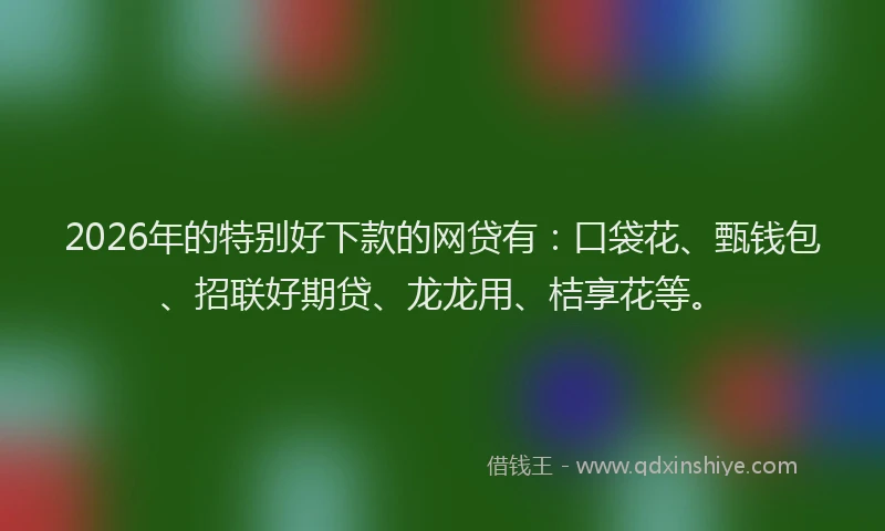 2026年的特别好下款的网贷有：口袋花、甄钱包、招联好期贷、龙龙用、桔享花等。