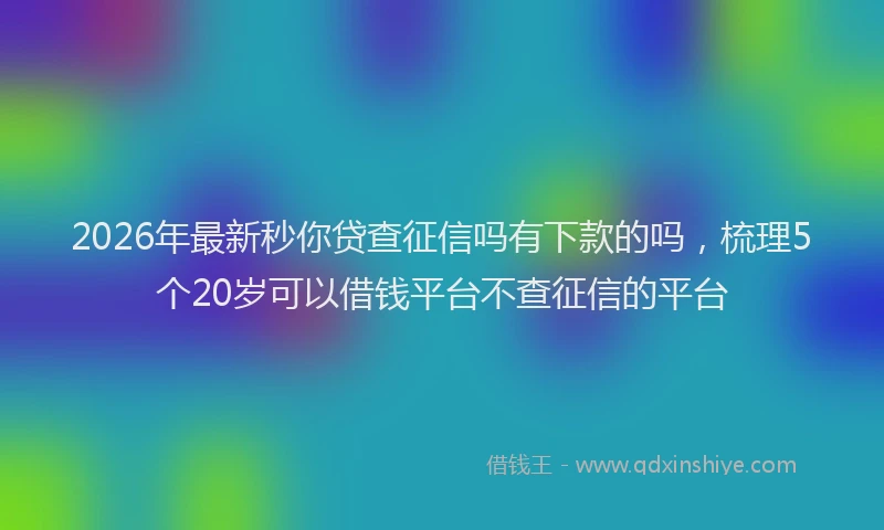 2026年最新秒你贷查征信吗有下款的吗，梳理5个20岁可以借钱平台不查征信的平台