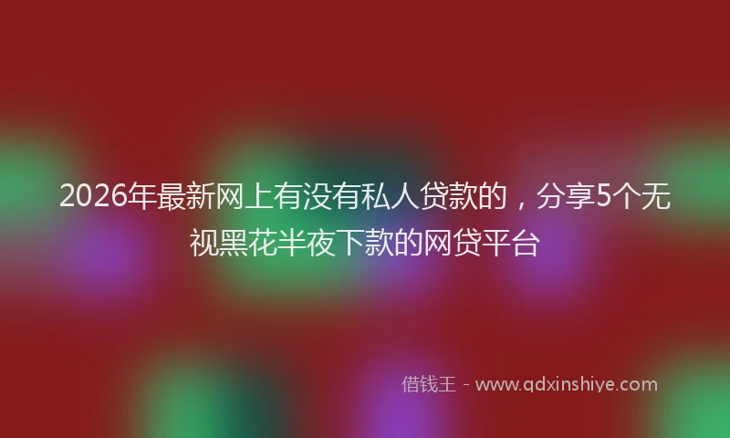 2026年最新网上有没有私人贷款的，分享5个无视黑花半夜下款的网贷平台