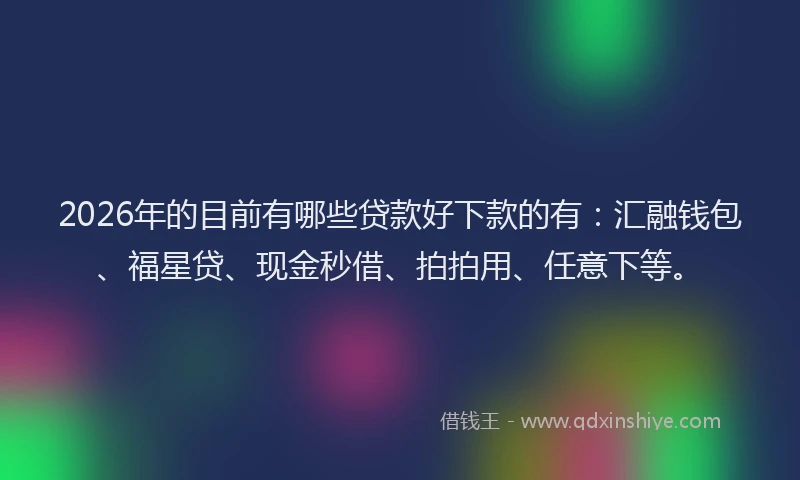 2026年的目前有哪些贷款好下款的有：汇融钱包、福星贷、现金秒借、拍拍用、任意下等。