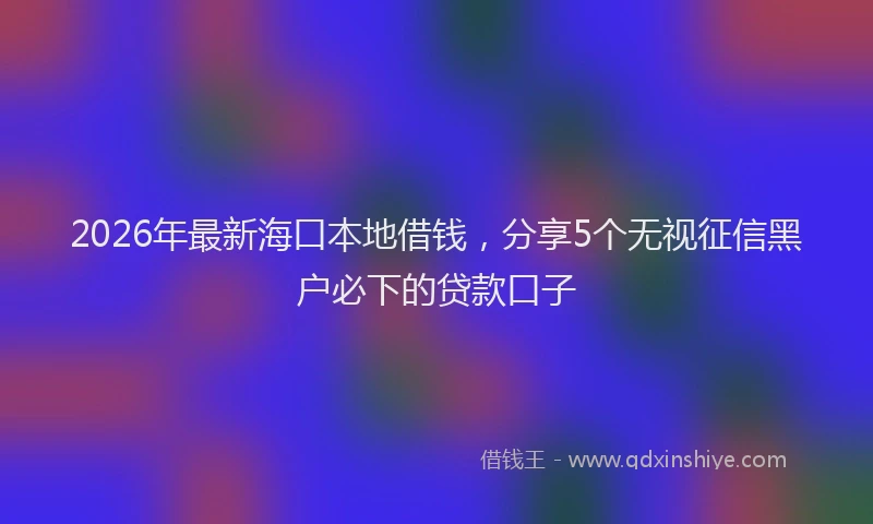 2026年最新海口本地借钱，分享5个无视征信黑户必下的贷款口子