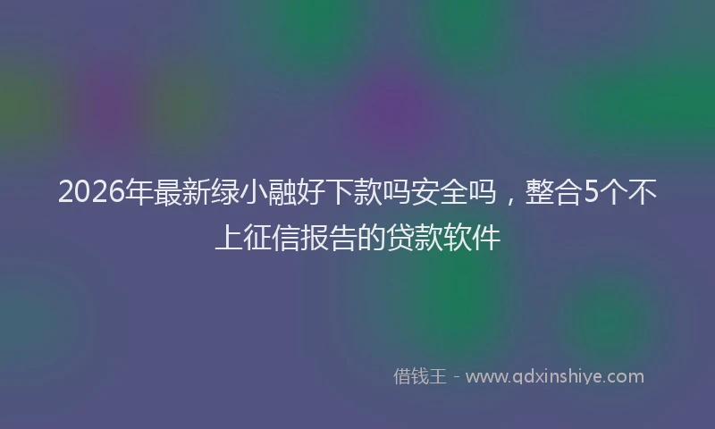 2026年最新绿小融好下款吗安全吗，整合5个不上征信报告的贷款软件