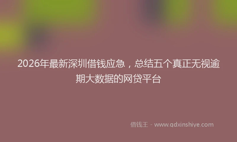 2026年最新深圳借钱应急，总结五个真正无视逾期大数据的网贷平台