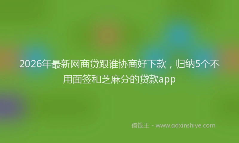 2026年最新网商贷跟谁协商好下款，归纳5个不用面签和芝麻分的贷款app