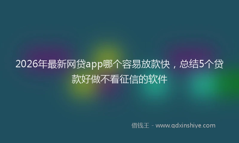 2026年最新网贷app哪个容易放款快，总结5个贷款好做不看征信的软件