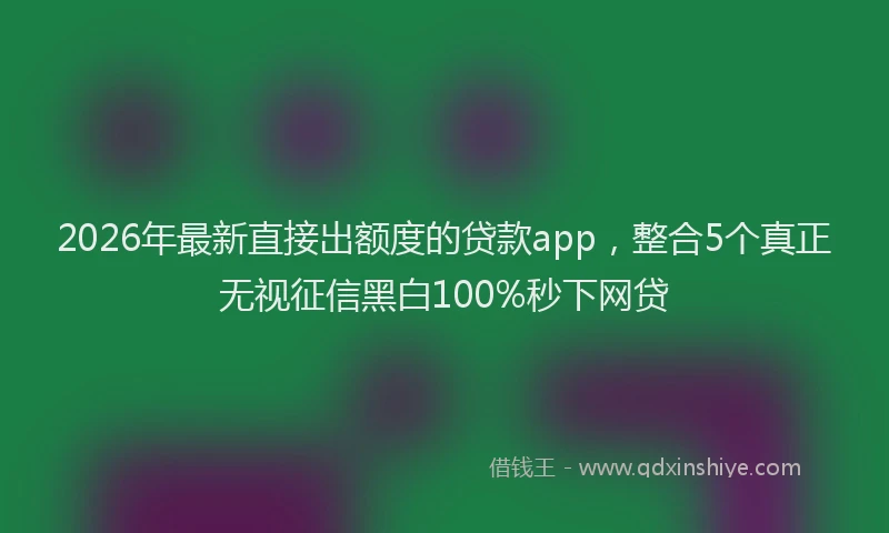 2026年最新直接出额度的贷款app，整合5个真正无视征信黑白100%秒下网贷