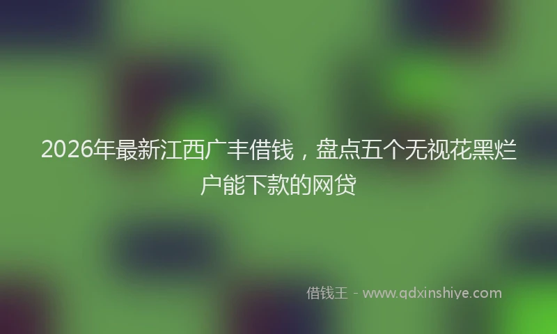 2026年最新江西广丰借钱，盘点五个无视花黑烂户能下款的网贷