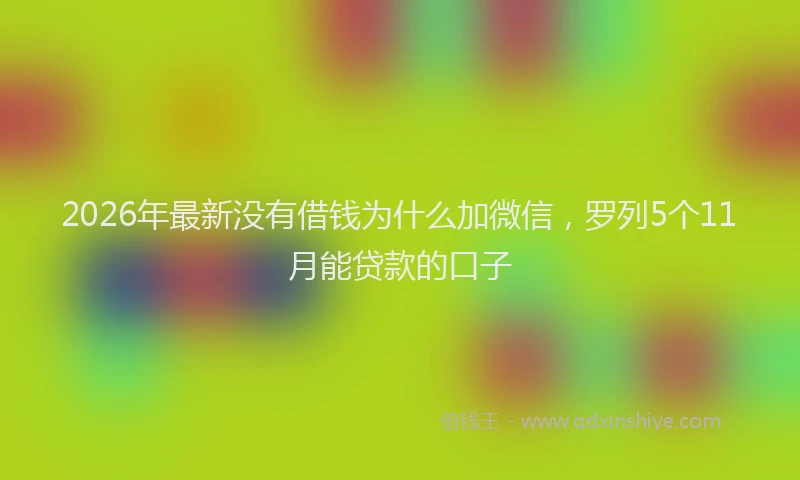 2026年最新没有借钱为什么加微信，罗列5个11月能贷款的口子