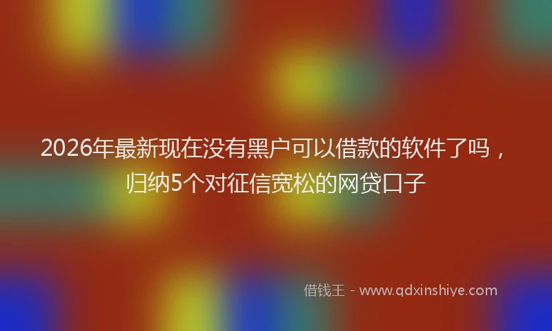 2026年最新现在没有黑户可以借款的软件了吗，归纳5个对征信宽松的网贷口子